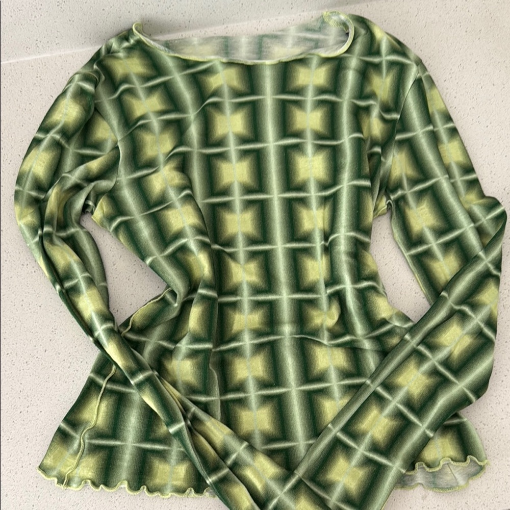Paloma Wool USB Green and Yellow Patterned Women's Top
